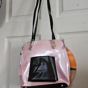 Beijo Shiny Pink and Brown Shoulder Bag